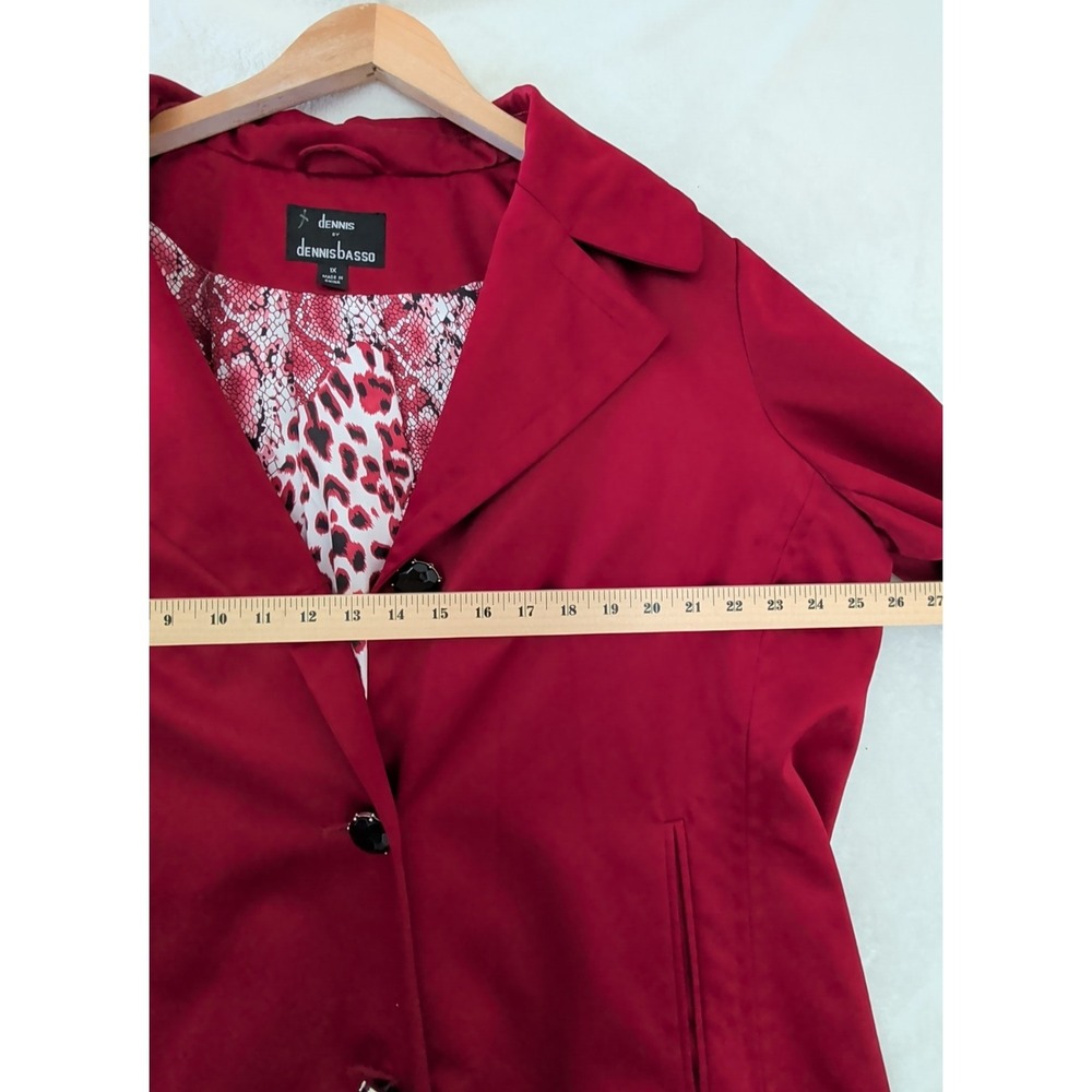Dennis by Dennis Basso Jacket Womens 1X Red Button Front Lined Spring Fall - Picture 9 of 11